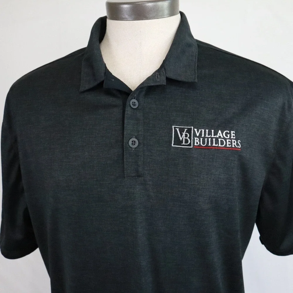 Nike Golf Polo Shirt Mens Large‎ Dri-Fit Black Short Sleeve Village Builders